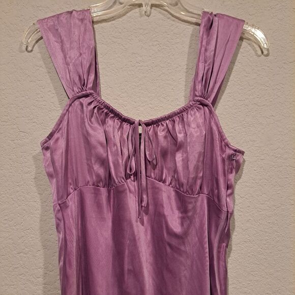 Madewell Square Neck Midi Dress Lilac Satin sleeveless adjustable size 6 new NWT - Picture 7 of 16